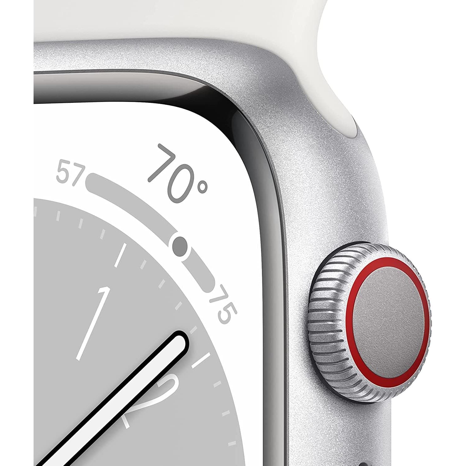 Buy Apple,Apple Watch Series 8 GPS + Cellular 45mm Silver Aluminium Case with White Sport Band - Regular - Gadcet.com | UK | London | Scotland | Wales| Ireland | Near Me | Cheap | Pay In 3 |